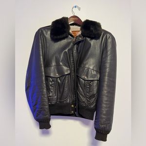 William Barry Vintage Leather Bomber Jacket Size 38